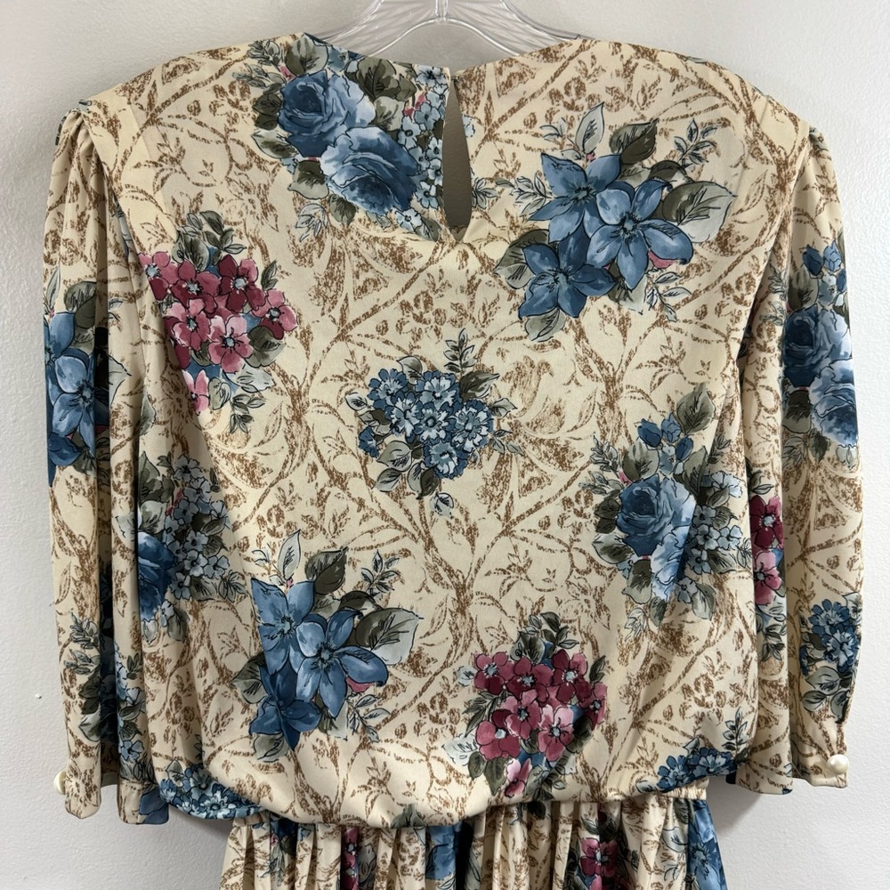 Vintage Good Times 1980’s Floral Dress USA Made Elastic Waist Size 18 - Picture 7 of 16